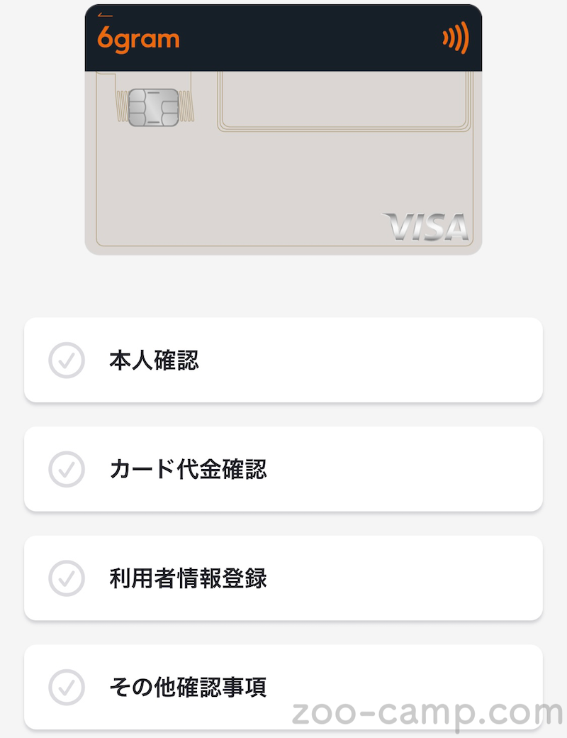 6gramリアルカード必要情報